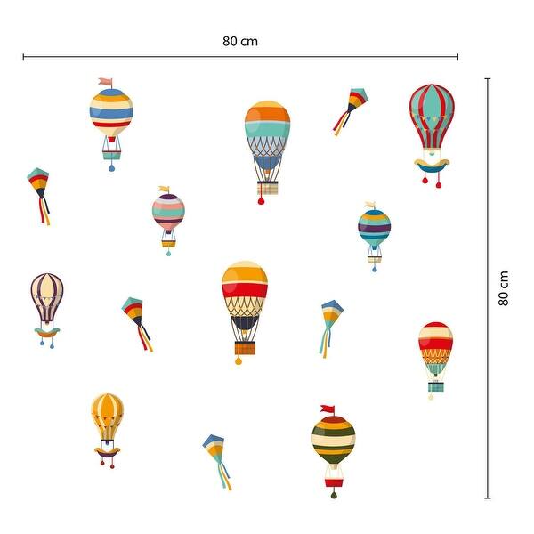 dimension image slide 1 of 2, Walplus Colorful Hot Air Balloons Children Wall Stickers Nursery Decor