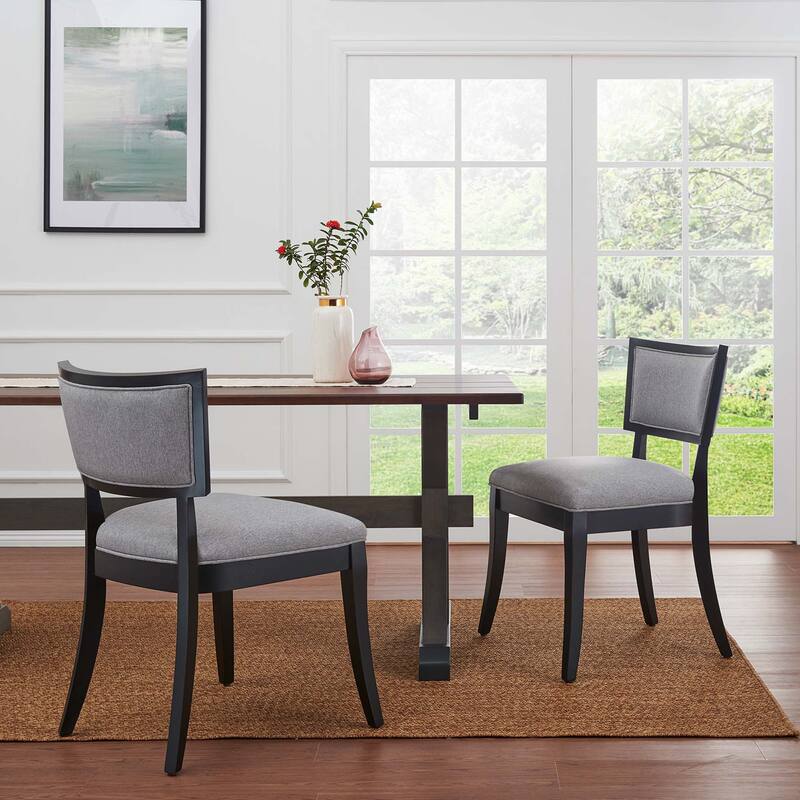 Pristine Upholstered Fabric Dining Chairs - Set of 2 - Light Gray