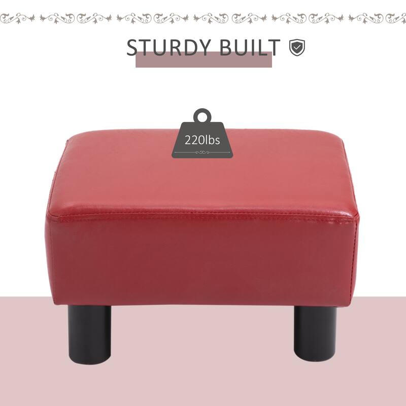 Ottoman Foot Rest, Small Foot Stool with Faux Leather Upholstery, Rectangular Ottoman Footrest