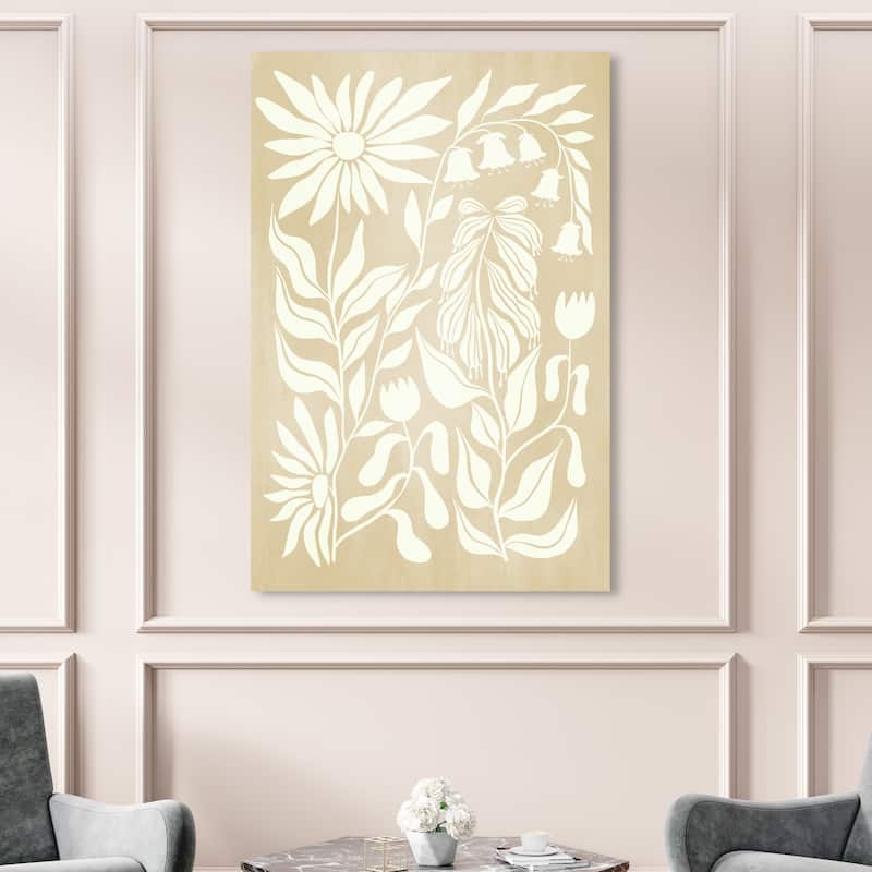 Wynwood Studio Canvas Floral Cream Abstract Floral White and Cream White Modern & Contemporary Wall Art Canvas Print - 54 x 36