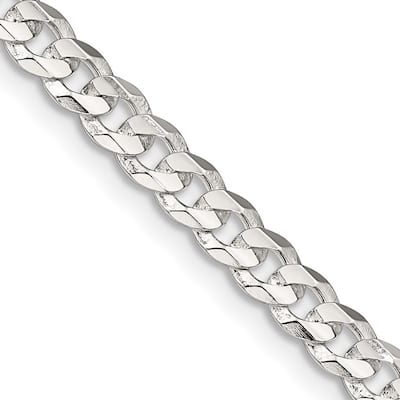 Curata 925 Sterling Silver 4.5mm Concave Beveled Curb Chain Necklace for Men