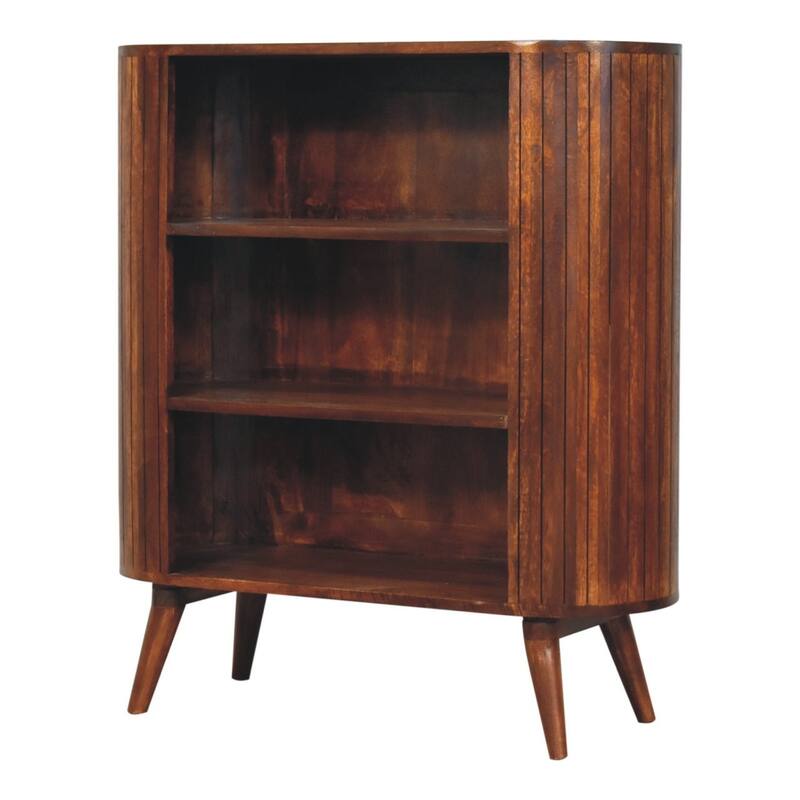 HomeRoots 39" Chestnut Solid Wood Three Tier Bookcase