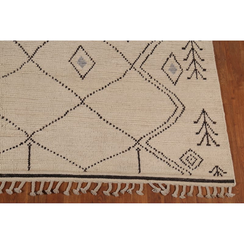 Earth Tone Moroccan Oriental Area Rug Hand-Knotted Wool Carpet - 8'9"x 12'9"