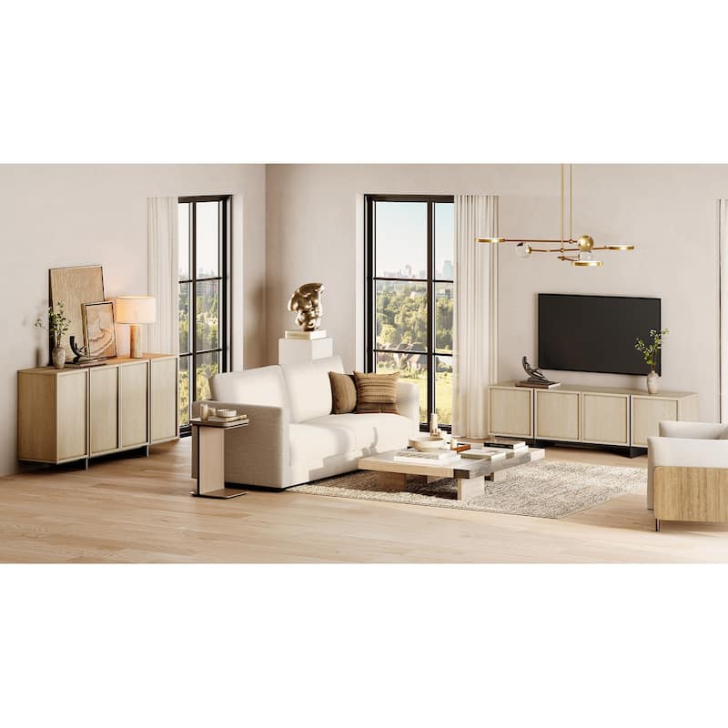 WAMPAT Modern TV Stand and Sideboard Buffet Cabinets Set of 2, Entertainment Center with Storage, Multifunctional Cabinet
