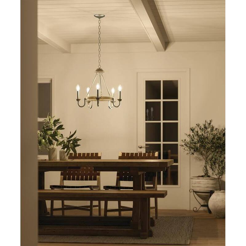 Barrett 22"W 5-Light Chandelier by Kichler Distressed Antique Gray with Brushed Nickel Finish - N/A