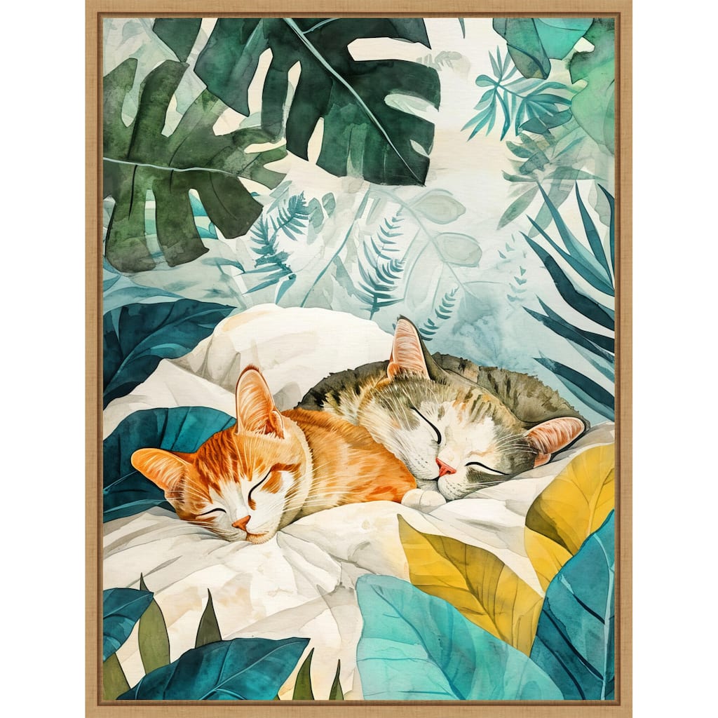 Cats Lives Napping by Justyna Jaszke Framed Canvas Wall Art