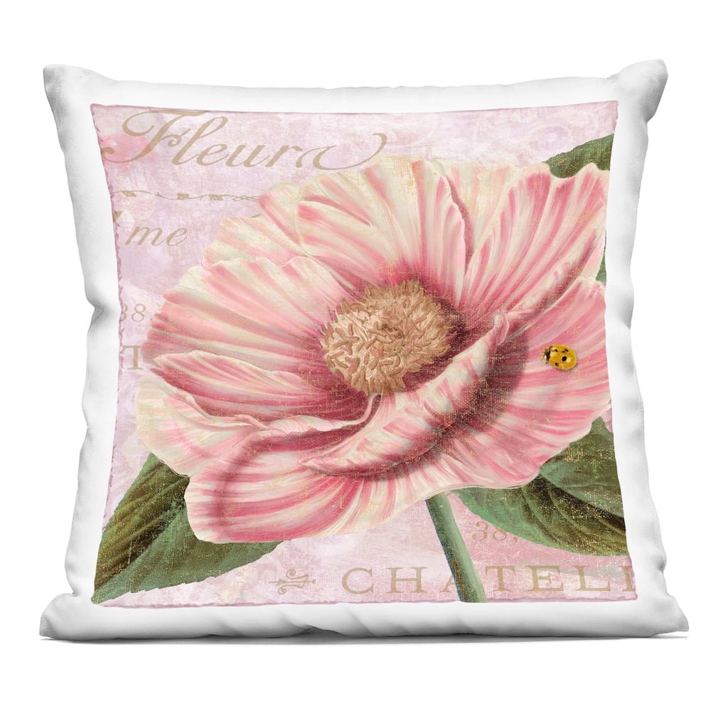Stupell French Flower & Ladybug Decorative Printed Throw Pillow Design by Sasha