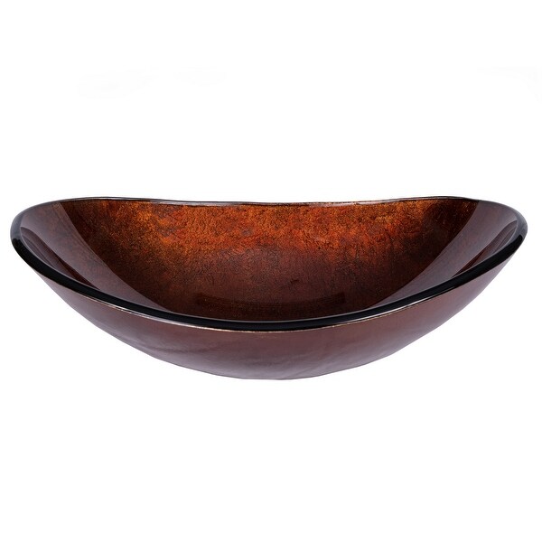 Eden Bath Canoe Shaped Red Copper Reflections Glass Vessel Sink