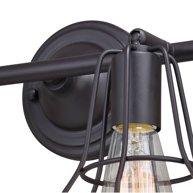 Clybourn 2 Light Bronze Adjustable Wire Cage Bathroom Vanity Fixture - 14.25-in W x 9.75-in H x 8.25-in D