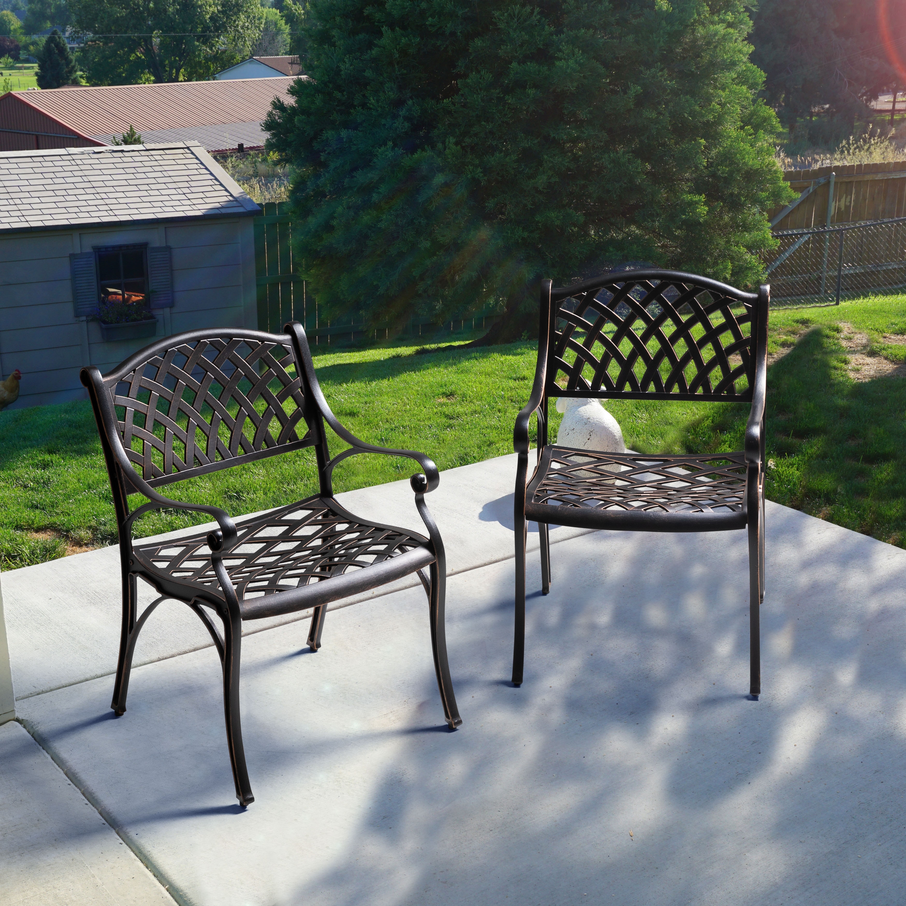 Nuu Garden Outdoor 2-Piece Patio Cast Aluminum Dining Chairs with Armrests