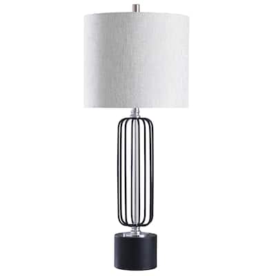 Orla Black and Silver Table Lamp - White Shade