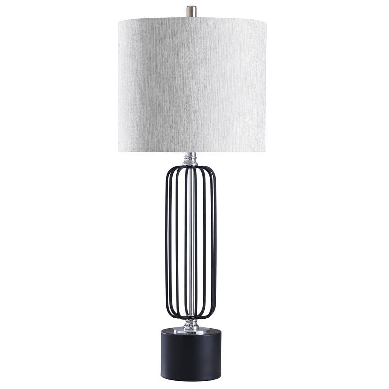 Orla Black and Silver Table Lamp - White Shade - Overstock - 22302973