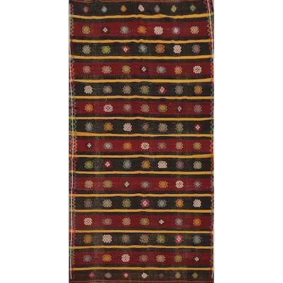 Hand Woven Oriental 100% Wool Carpet Southwestern Tribal Multi-Colored Kilim Area Rug - 11' 5'' X 5' 7''