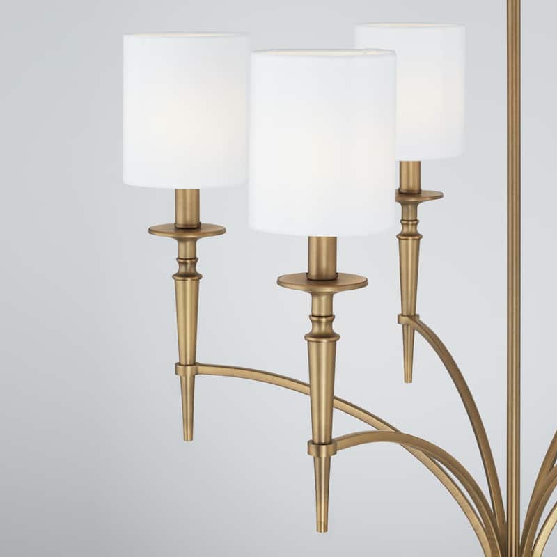Abbie 31" 6-light Chandelier w/ White Fabric Stay-Straight Shades