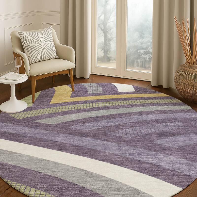 Machine Washable Indoor/ Outdoor Modern Jalen Chantille Rug