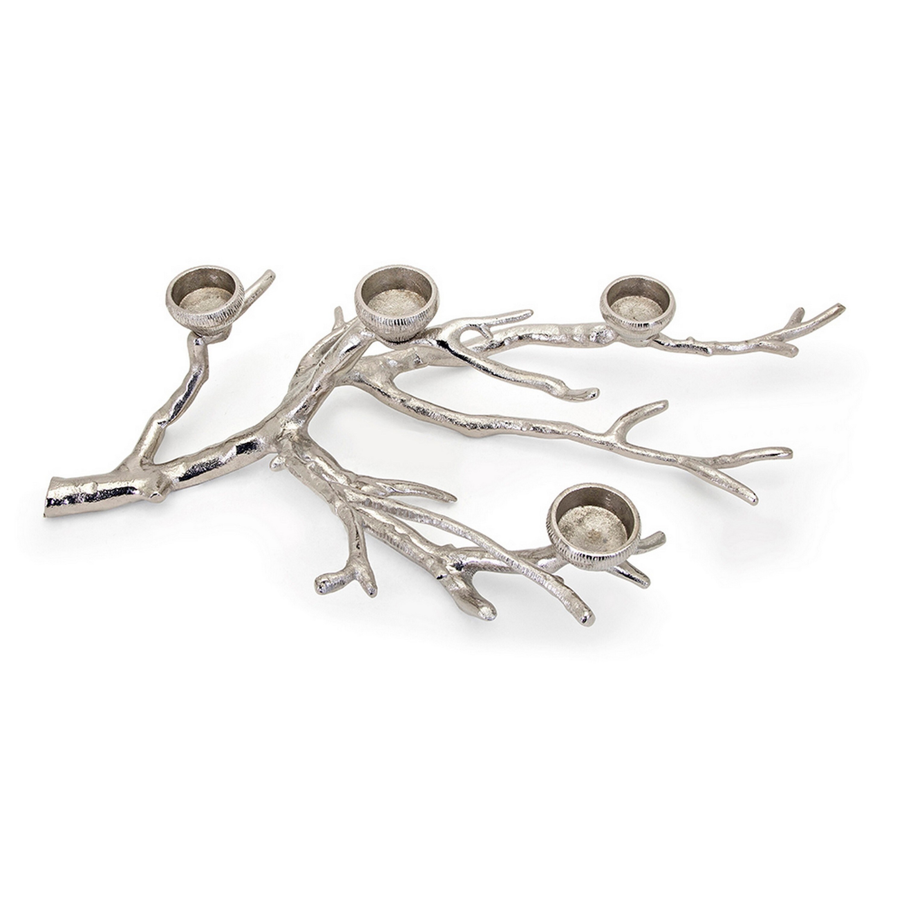 23 Inch Metal Tea Light Holder Tree Branch Design 4 Candle Slots Silver On Sale Bed Bath Beyond 42347278