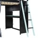 preview thumbnail 62 of 64, Wood Full Size Loft Bed with Blackout Curtains and RGB Lights, Gaming Loft Bed with Desk & Shelves