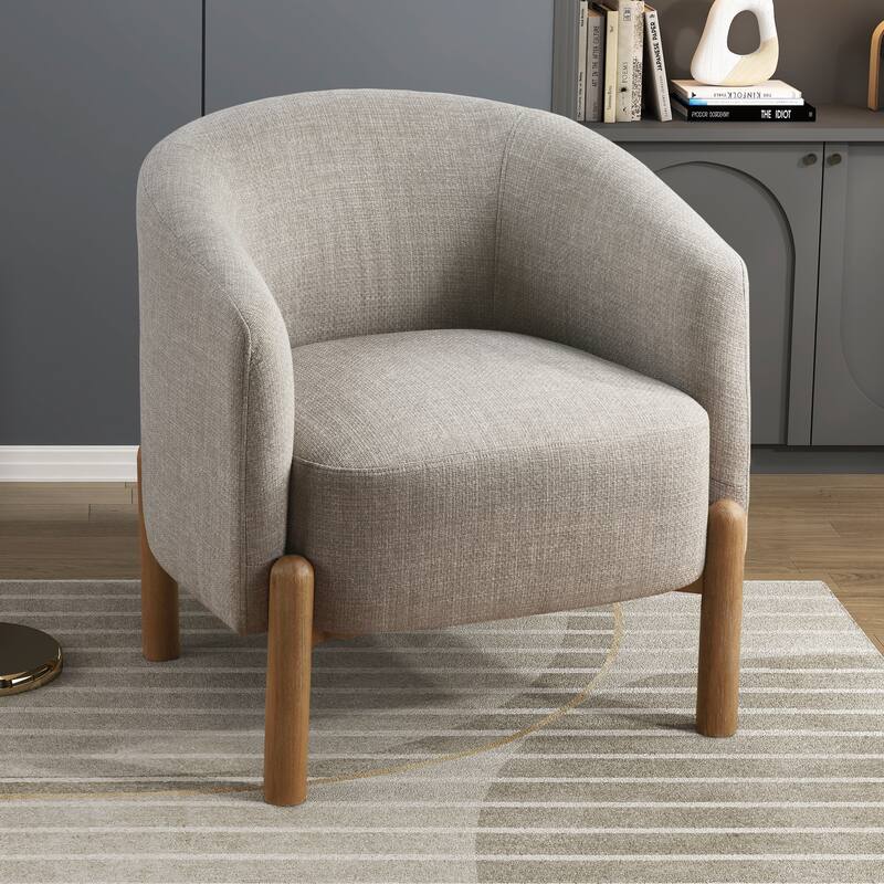 Wyatt 27.5" Textured Accent Chair - Light Brown Finish Solid Wood Legs