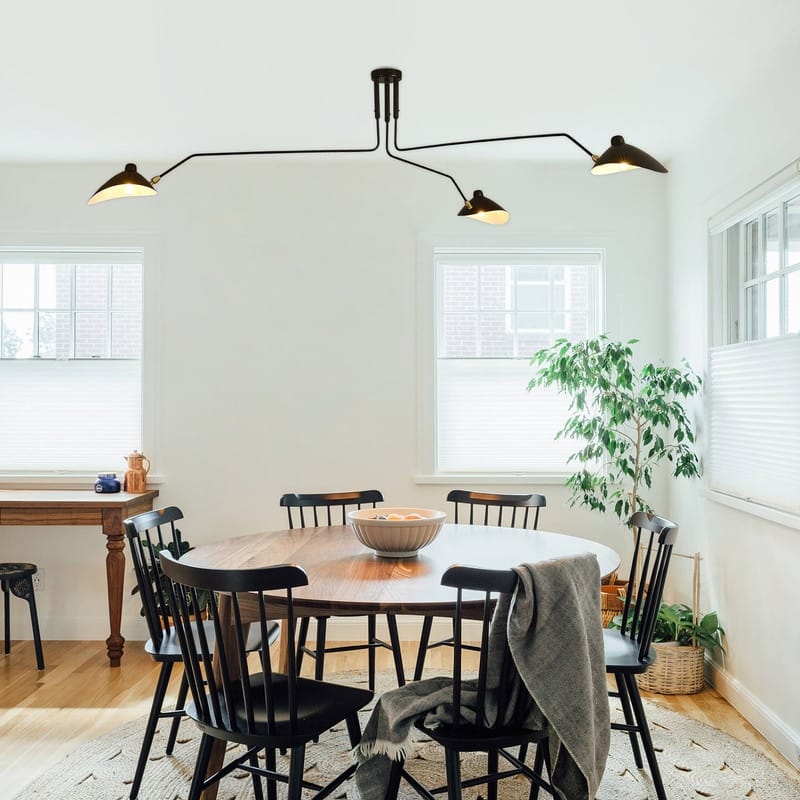 Mid Century Modern Chandelier Black 3 Arm Chandelier for Living Room