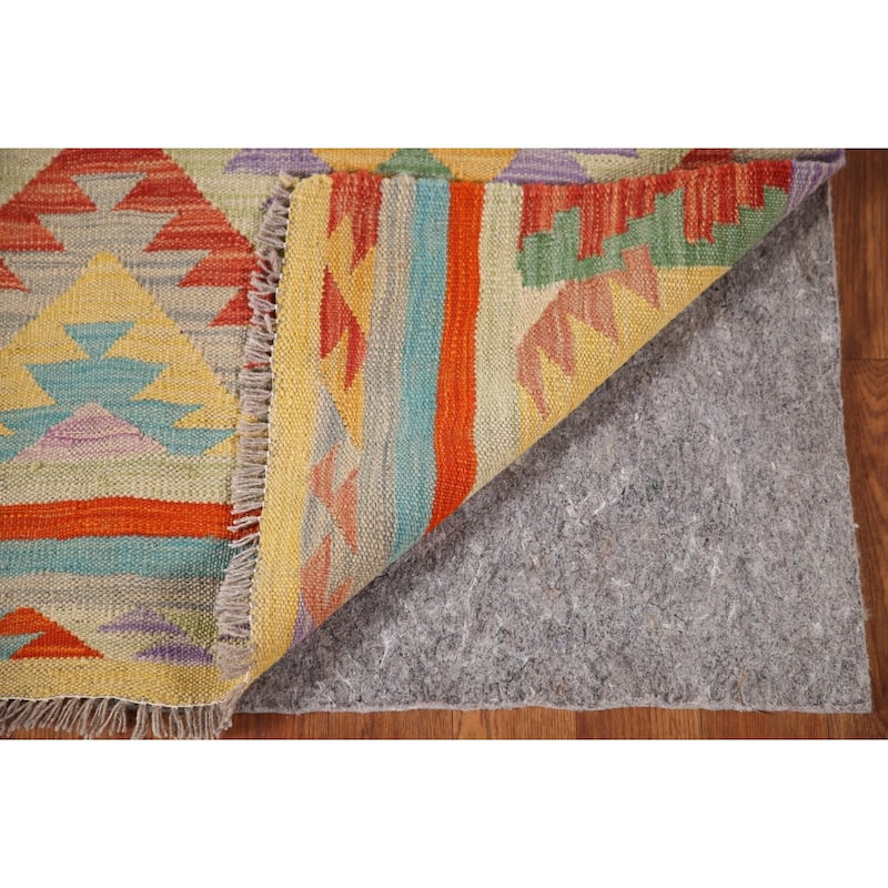 Reversible Kilim Area Rug Oriental Hand-Woven Wool Carpet - 3'4"x 5'1"