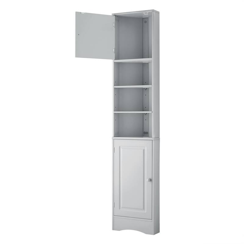 GDFStudio - Evelyn Tall Corner Bathroom Cabinet with Adjustable Shelves and Space-Saving Design