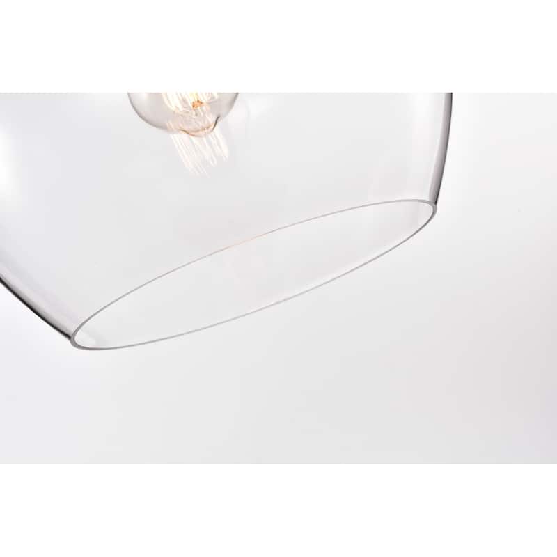 Rayli Chrome 1-Light Clear Bowl Glass Pendant Light