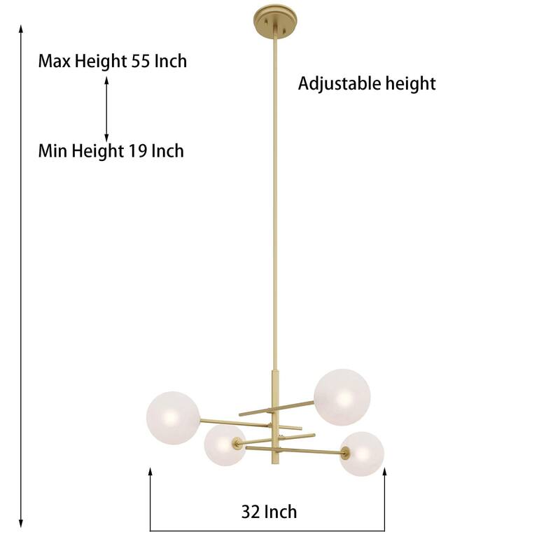 Acroma 32 in. Modern 4-light Sputnik Chandelier with UL Certified