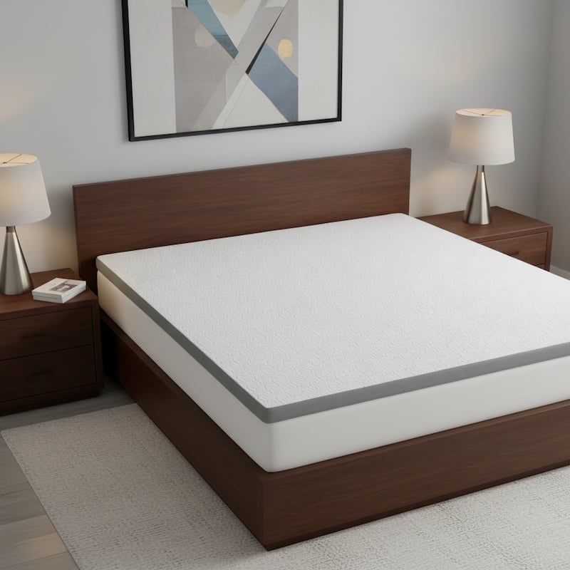2" White Gel Memory Foam Full Double Mattress Topper - 2 Inch - White - 54.00 in. x 75.20 in.  x 2.00 in.
