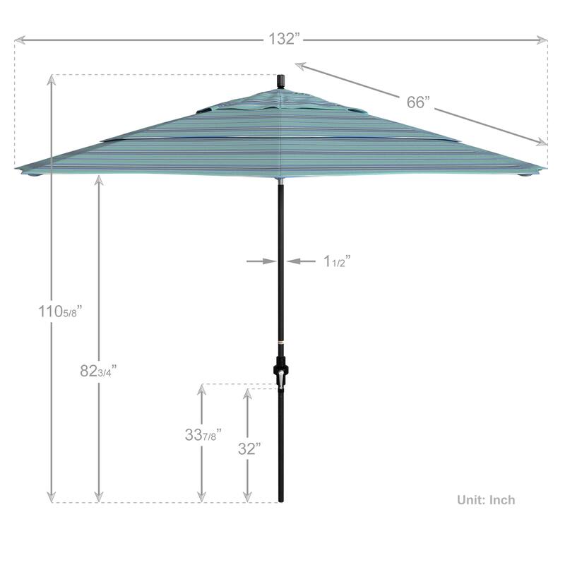 California Umbrella 11-Foot Round Aluminum, Crank Open Collar Tilt Patio Umbrella, Sunbrella Fabric