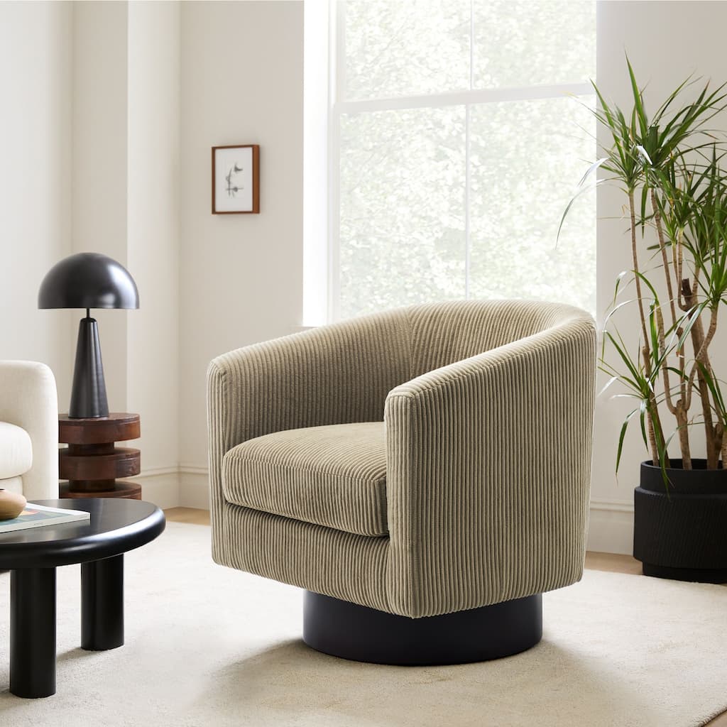 Modern 360° Swivel Corduroy Accent Chair Barrel Armchair