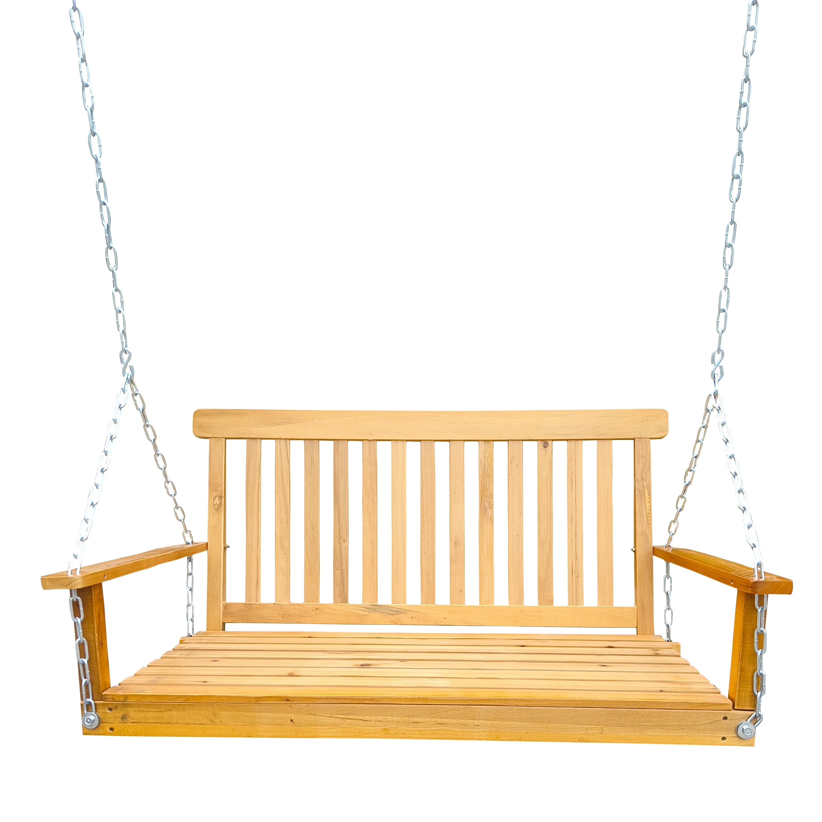 Front Porch Swing With Armrests And Hanging Chains For Outdoor Patio And Garden
