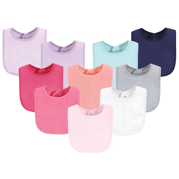 slide 1 of 1, Hudson Baby Girls Drooler Bib with Waterproof Lining, Pink Mint, One Size - Pink Mint - One Size One Size - Pink Mint