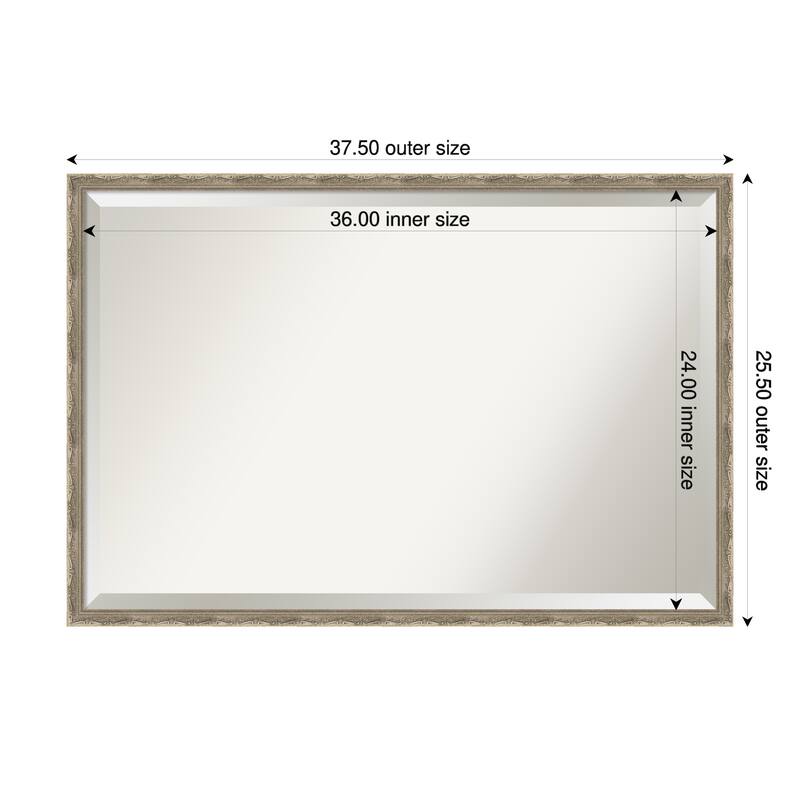 Mila Beveled Wood Framed Bathroom Vanity Wall Mirror - 38 x 26 in - Mila Dark Silver
