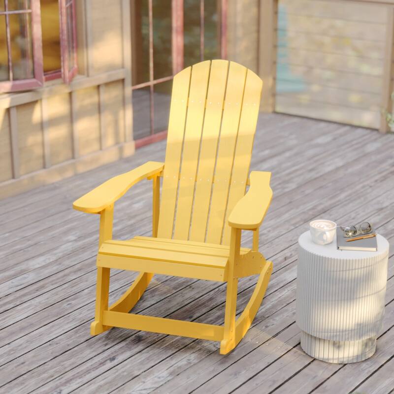 All Weather Polyresin Wood Rocking Adirondack Chair