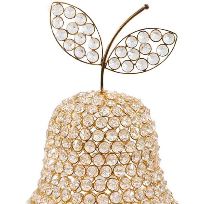 HomeRoots 18" Gold Aluminum And Faux Crystal Decorative Pear - 10.50 in. x 17.50 in. x 10.50 in.