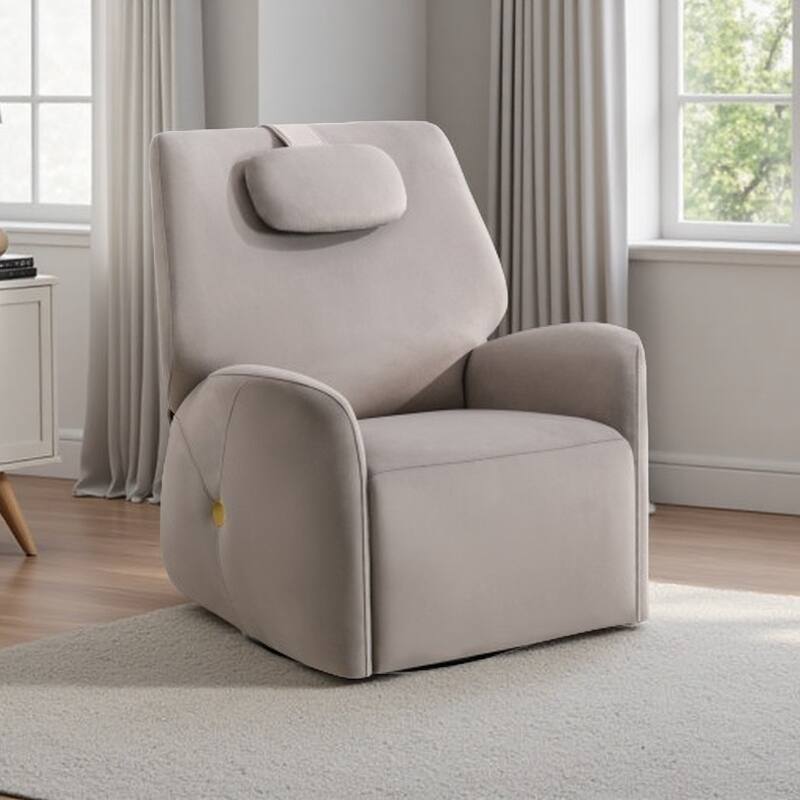 Electric Power Glider Recliner with 270° Swivel, Rocking Motion, Ergonomic Lumbar & Neck Support, Dual USB/Type-C Ports - Grey