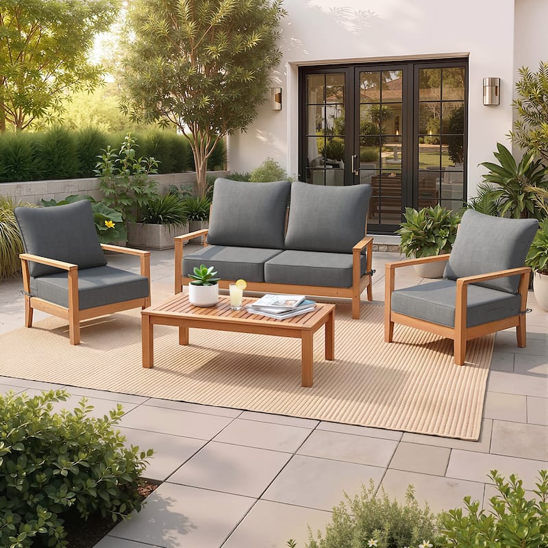 Crestlive Products Outdoor Premium Deep Seat Cushion Set - 4PC - Light Grey