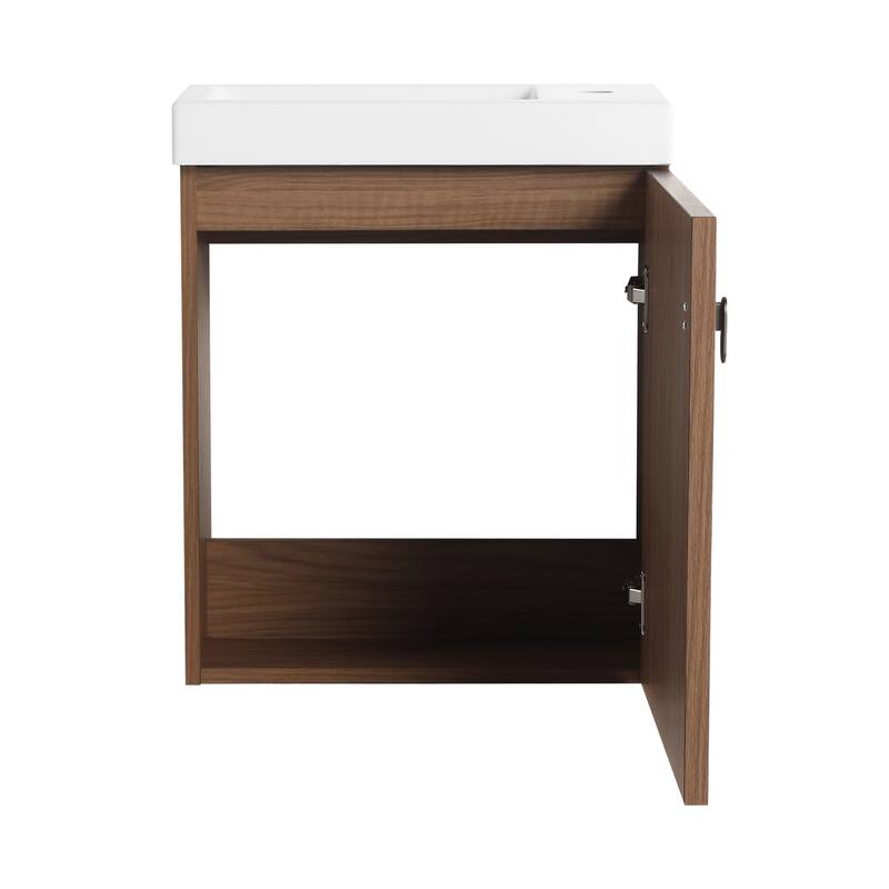 GDFStudio - Helsinki 18.5" Modern Wall-Mounted Bathroom Vanity Set with Resin Sink, Soft Closing Door & Antirust Hardware