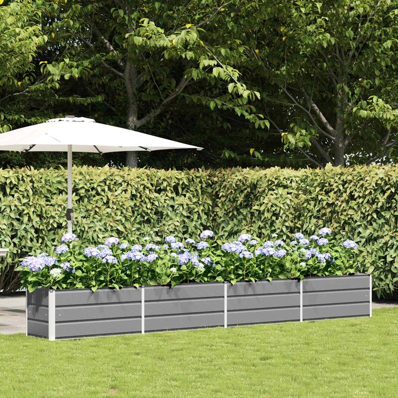 vidaXL Planter in Galvanised Steel - 39.37 x 19.69 x 17.72 - Grey - 151.57 x 19.69 x 17.72 in