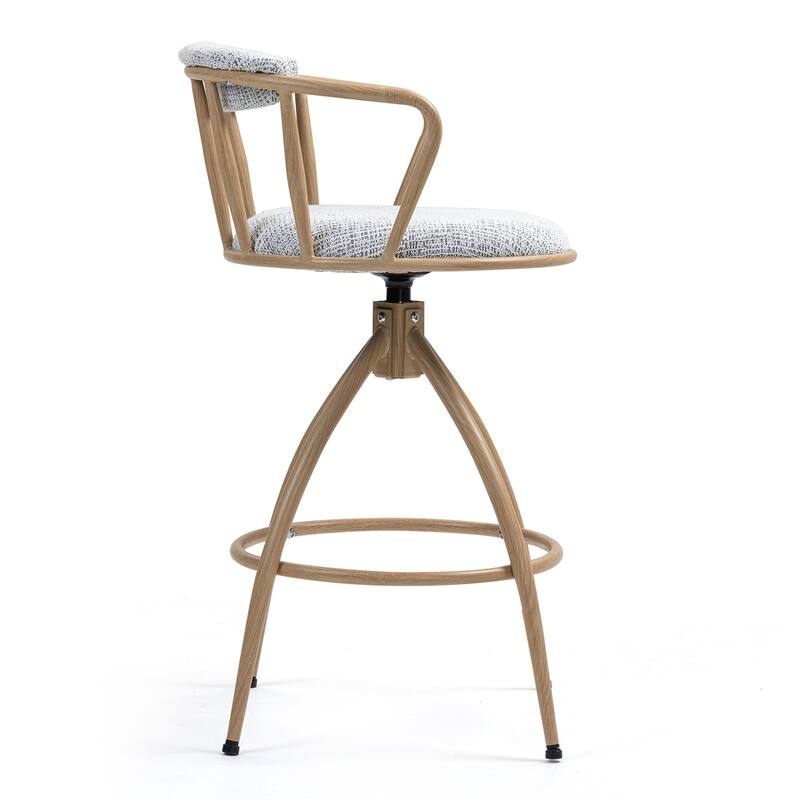 Swivel Counter Height Bar Stool Set of 2, Kitchen Island Chairs with Backrest, Upholstered Dining Chairs with Footrest