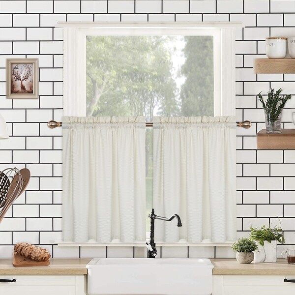Embossed Seersucker Microfiber Kitchen Tier or Valance Curtains