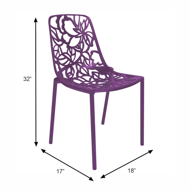 Devon Aluminum Floral Cutout Stackable Dining Chair for Dining Room, Patio, or Garden