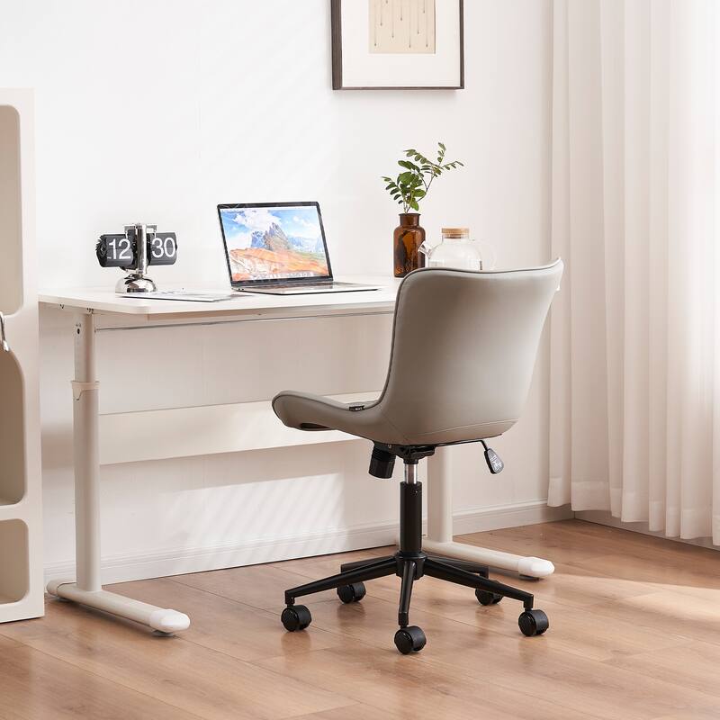 Armless Office Chair Swivel Home Office Desk Chairs with Wheels