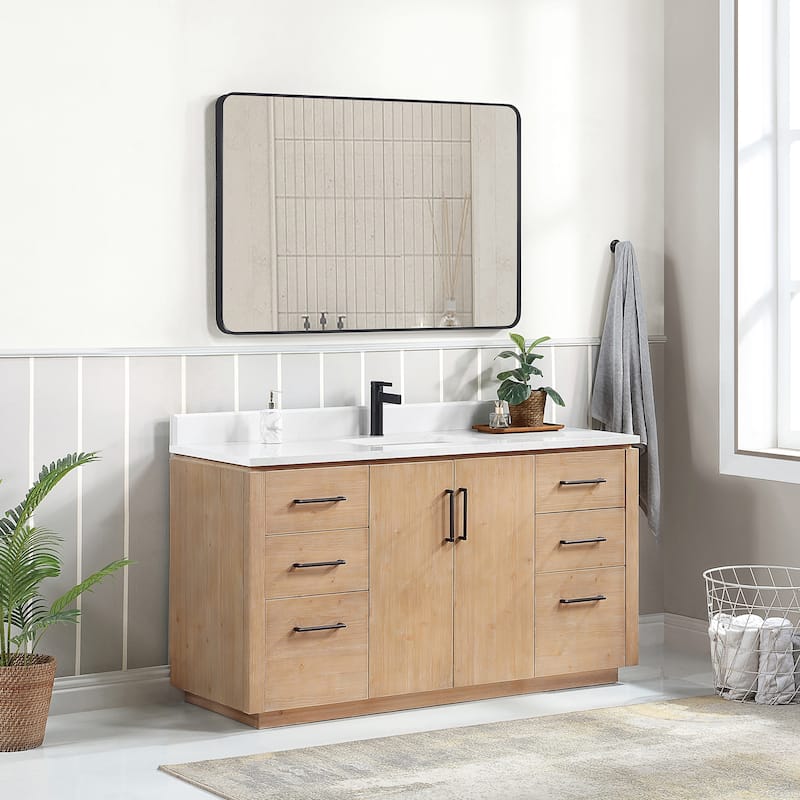 San Single Bath Vanity with Composite Stone Top and Mirror