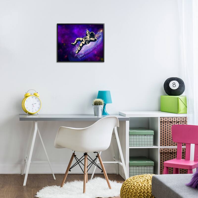 Stupell Relaxing Astronaut in Space Framed Giclee Art Design By Jesse Keith