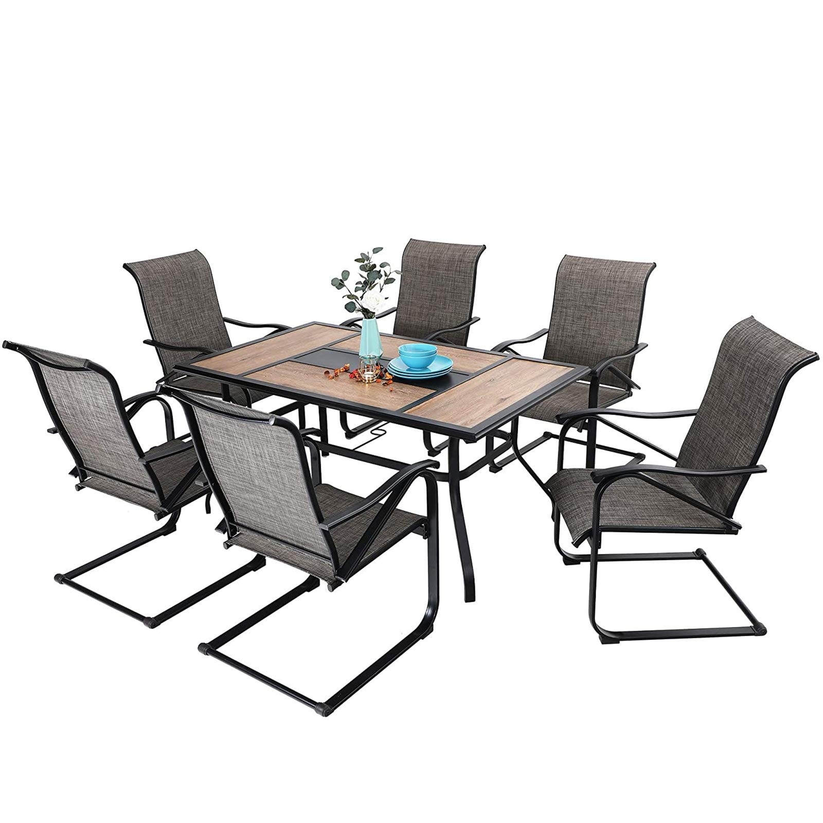 Hampton bay crestridge rocking padded clearance sling spring patio dining chair