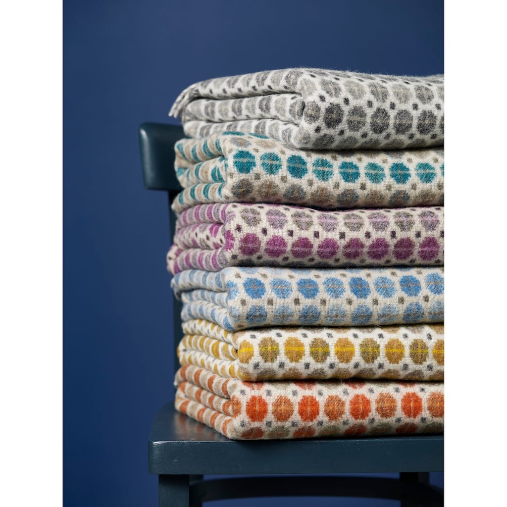 Merino Lambswool Throw Blanket - Milan - Clover, Made in England