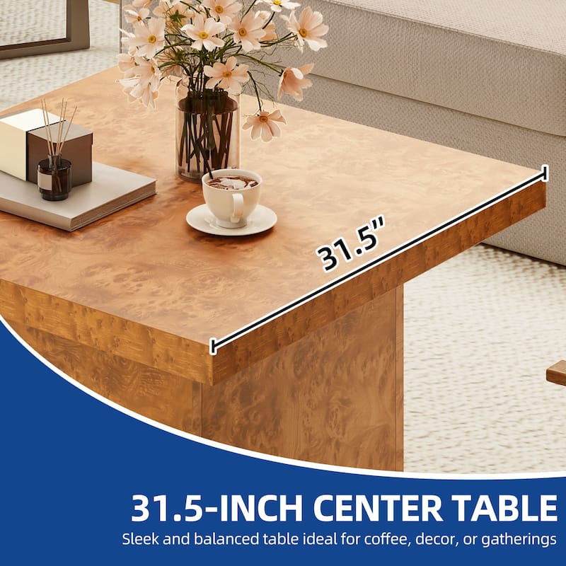 Moasis Modern Square Coffee Table with App-Controlled LED Lights