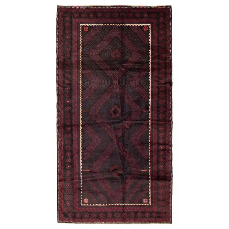 ECARPETGALLERY Hand-knotted Teimani Black, Red Wool Rug - 4'9 x 9'0 - 4'9 x 9'0 - Black/ Red