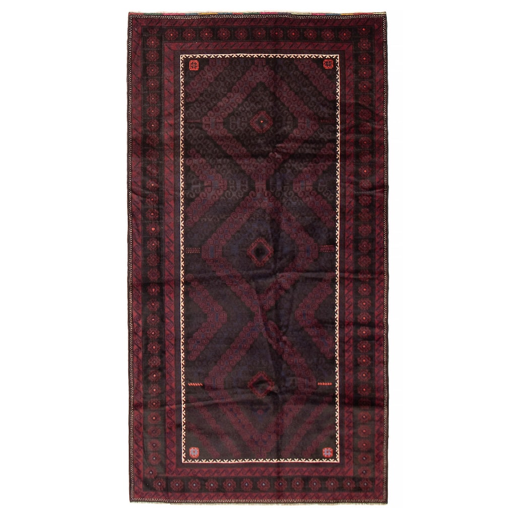 ECARPETGALLERY Hand-knotted Teimani Black, Red Wool Rug - 4'9 x 9'0